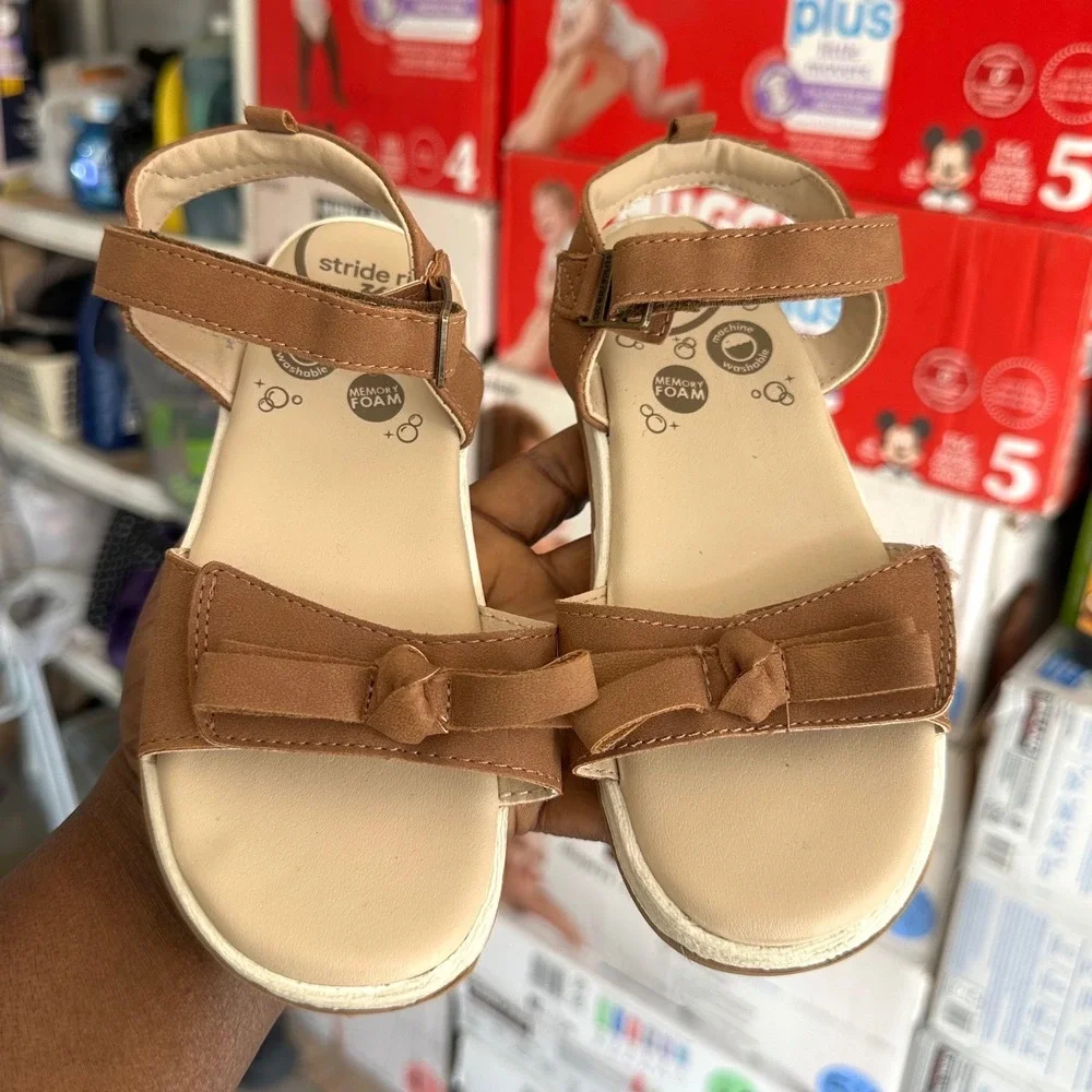 Stride Rite 360 Toddler Girl Delilah Bow Memory Foam Sandals Size 12 Tan